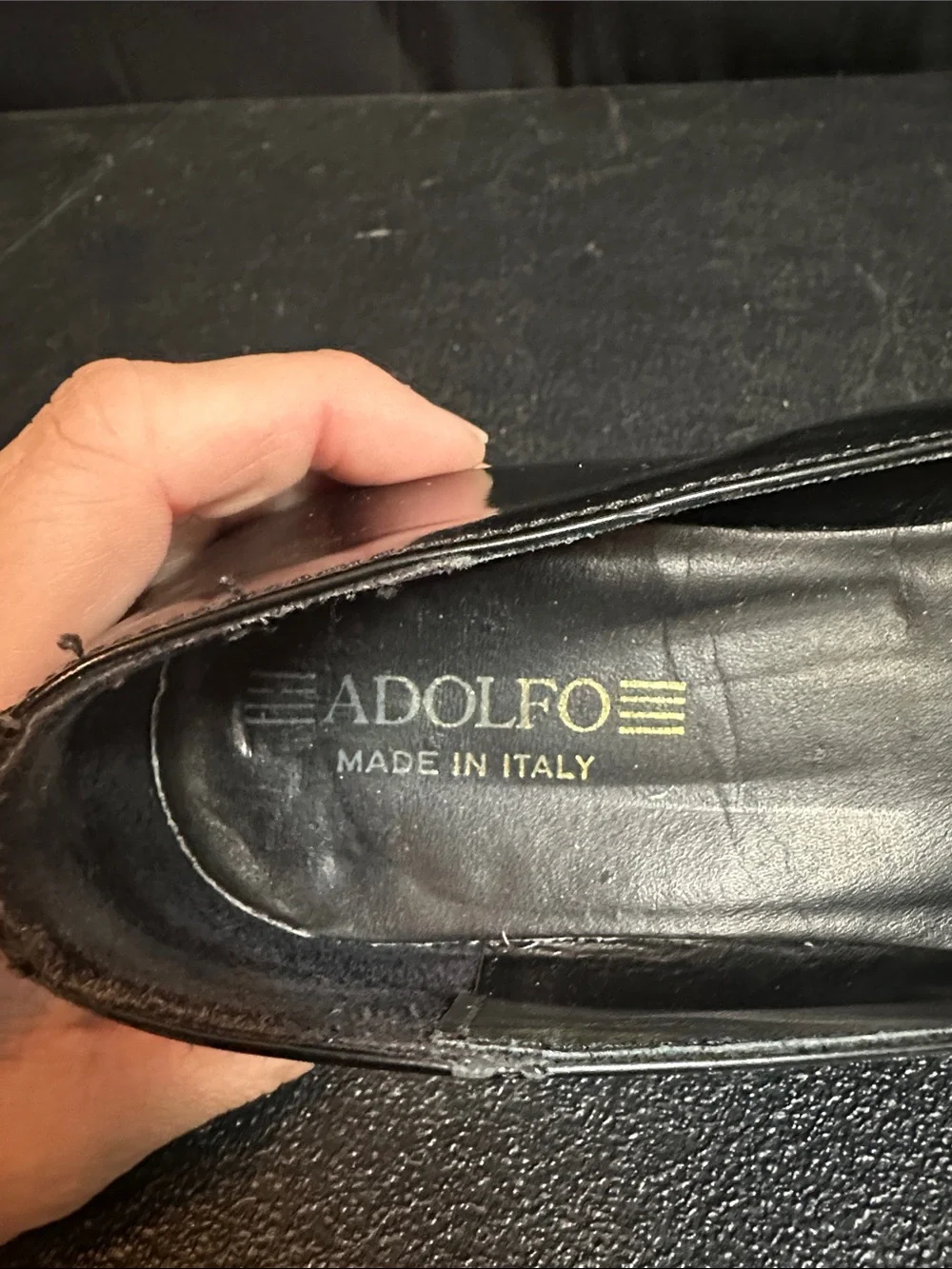 Adolfo Italian Black Patent Dress Loafers 8.5M